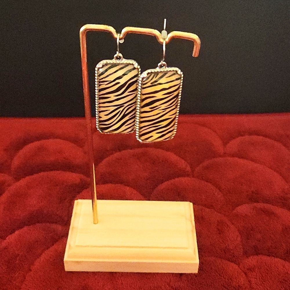 Rectangle Zebra Fashion Dangle Earrings
